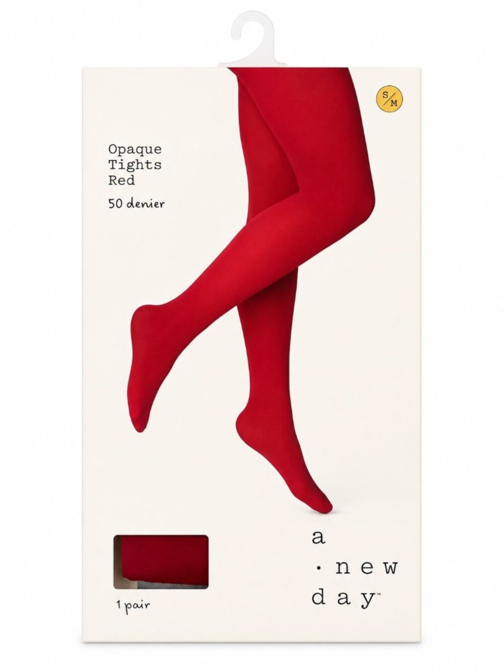 A New Day S/M Holiday Red 50 Denier Opaque Tights